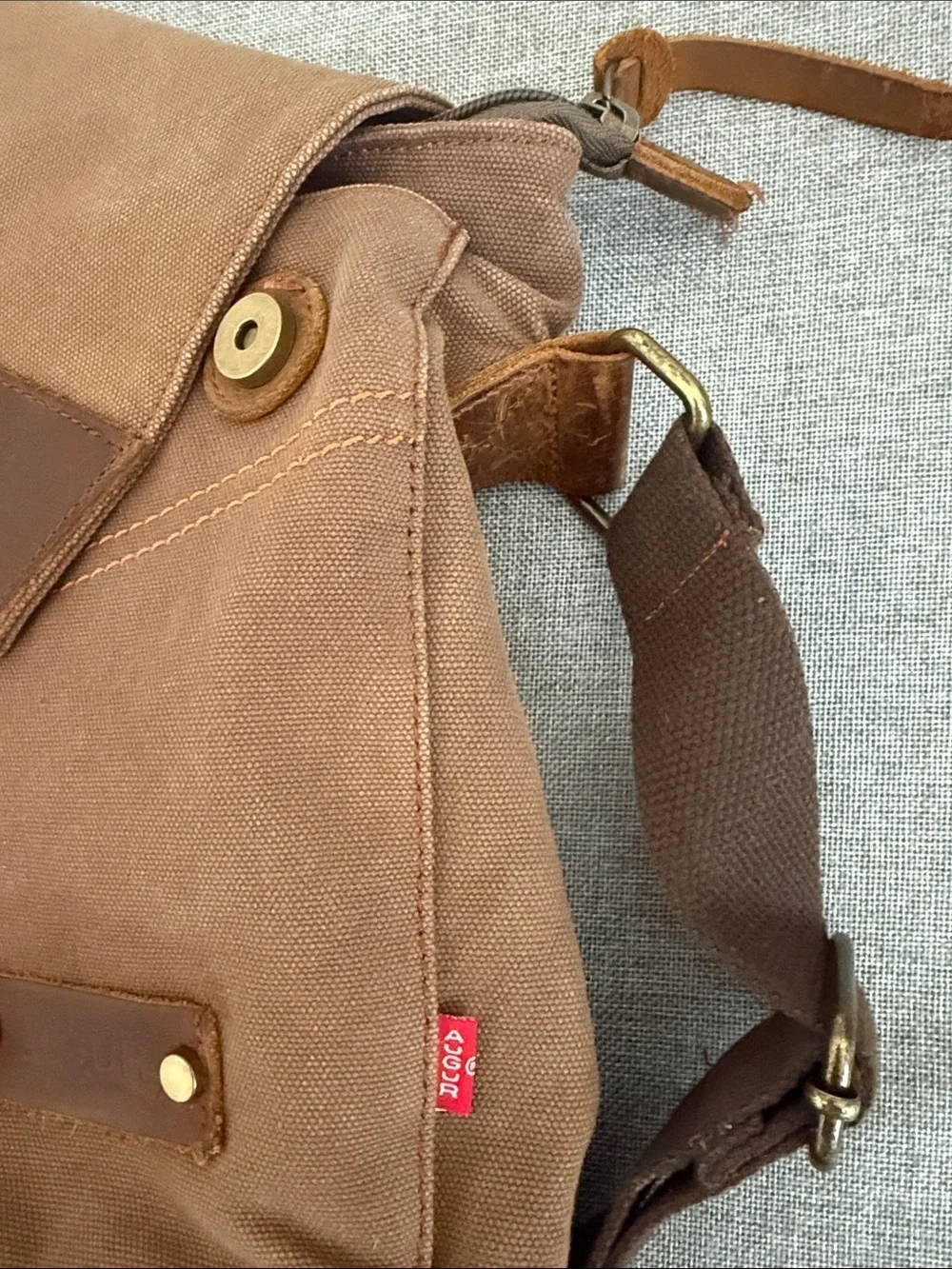 Augur leather and Canvas Crossbody Messenger Bag